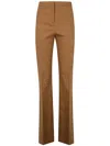 Pinko High-waisted Straight-leg Trousers In Viscose Blend In Brown