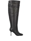 Pinko Pointed Toe Knee-high Boots With Decorative Straps In Black