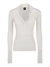 Pinko Crepe Transparent Ribbed Texture Long Sleeves In White