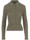 Pinko Cotton And Silk Polo Shirt In Green