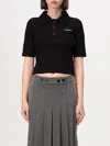 Pinko Short Knit Polo With Beaded Crocheted Collar In Schwarz