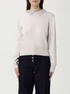 Pinko Ventotene Polo Sweater With Jeweled Appliqués In Neutral
