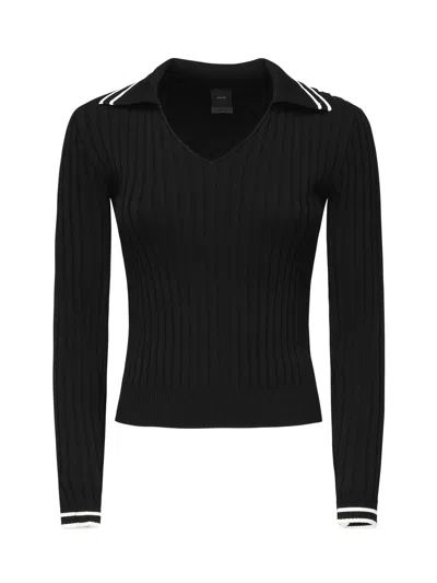 Pinko Polo-style Shirt With Logo In Black