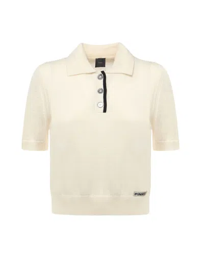 Pinko Polo-style Sweater With Logo In Neutral