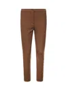Pinko Pietanze Skinny Trousers With Adjustable Bottom In Brown
