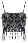 Pinko Crop Top With Sequins And Crystals In Black