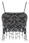 Pinko Crop Top With Sequins And Crystals In Black