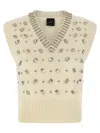 Pinko White Rhinestone Knitted Vest