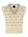Pinko Sleeveless Wool Blend Top In White