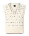 Pinko White Rhinestone Knitted Vest In White