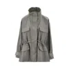 Pinko Technical Parka With Rhinestone-effect Mini Studs In Gray