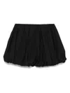 Pinko Black Skirt With Pleated Details And Balloon Hem In Cotton Woman In Limo Black