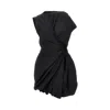 Pinko Cotton Dress With Pleated Skirt And Buttoned Shoulders In Black