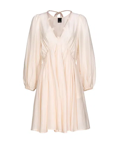 Pinko Poplin Mini Dress In Nude