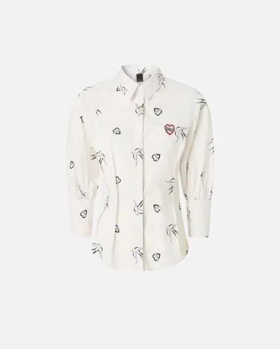 Pinko Poplin Shirt With All-over Print In Multi
