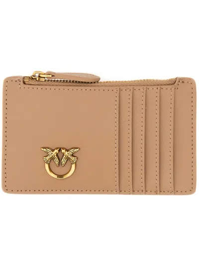 Pinko Porta Carte Con Logo In Neutral