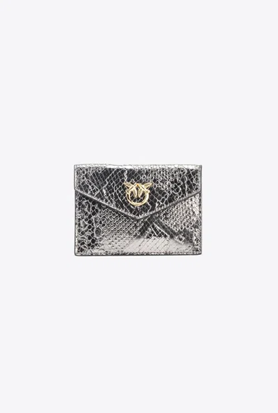 Pinko Portacarte Flat Stampa Pitone  Galleria In Antracite-light Gold