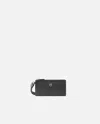 Pinko Porte-cartes Rectangulaire En Cuir Avec Dragonne In Black-antique Gold
