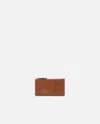Pinko Nappa Leather Card Holder With Chevron Workmanship In Brown