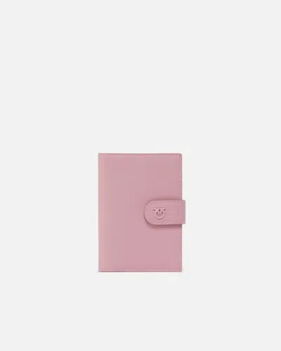 Pinko Porte-passeport En Cuir Saffiano Avec Logo Love Birds In Purple-block Color