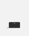 Pinko Zip-around Leather Purse In Black-antique Gold
