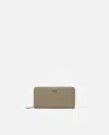 Pinko Zip-around Leather Purse In Walnut-antique Gold