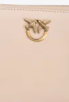 Pinko Square Leather Zip-around Purse In Beige-smoke Grey-antique Gold