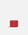 Pinko Square Leather Zip-around Purse In Red-antique Gold