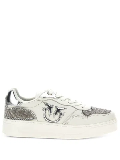 Pinko Silver Portland Sneakers In White