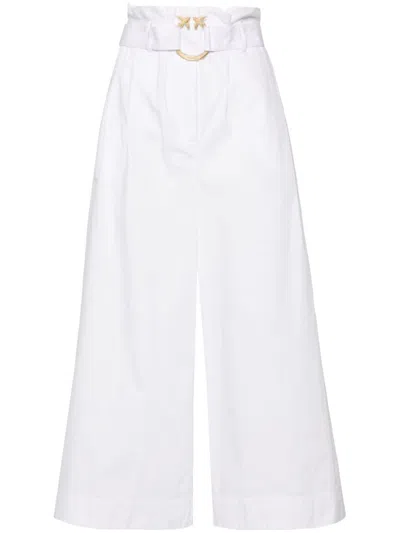 Pinko Poseidone High-waist Wide-leg Trousers In White