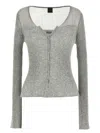 Pinko Long-sleeved Knitted Cardigan In Gray