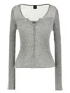Pinko Long-sleeved Knitted Cardigan In Gray