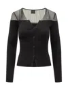 Pinko Sheer-panelled Ribbed Cardigan