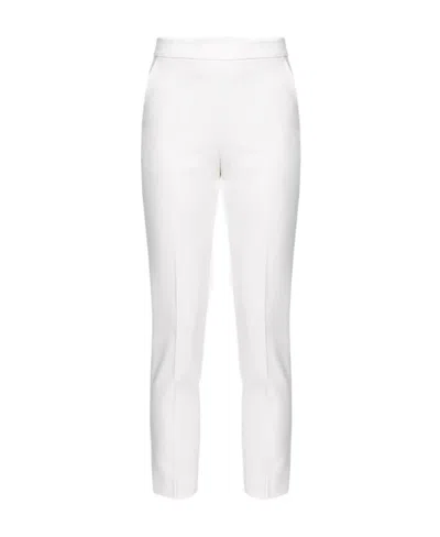Pinko Slim-fit Trousers In Technical Stretch Crepe In Blanc-blanche-neige