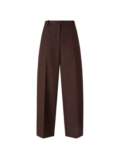 Pinko Pressed-crease Wide-leg Trousers In Brown