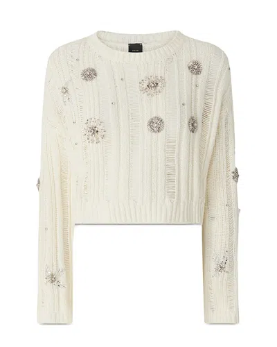 Pinko Pressione Embellished Sweater In White