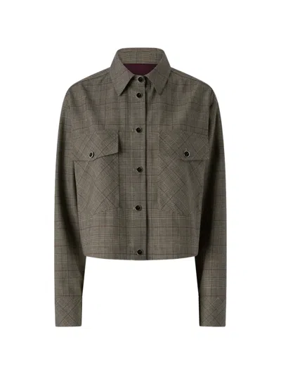 Pinko Prince Of Wales Check Cropped Jacket In Brown