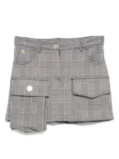 Pinko Kids' Prince Of Wales-pattern Skirt In Black