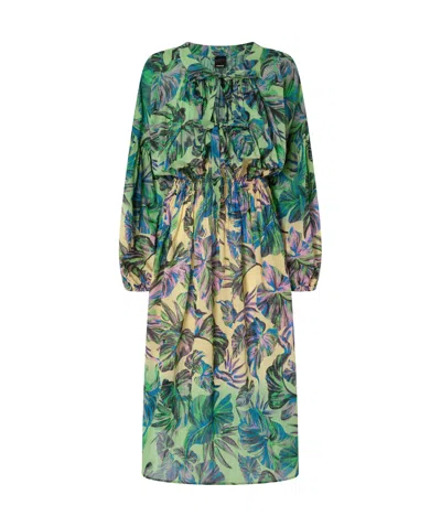 Pinko Print Dress In Green