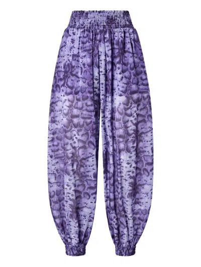 Pinko Print Gathered Trousers In Purple