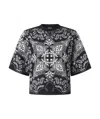 Pinko Crew Neck Paisley Pattern Short Sleeves Tops In Black