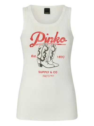 Pinko Print Tank Top In White