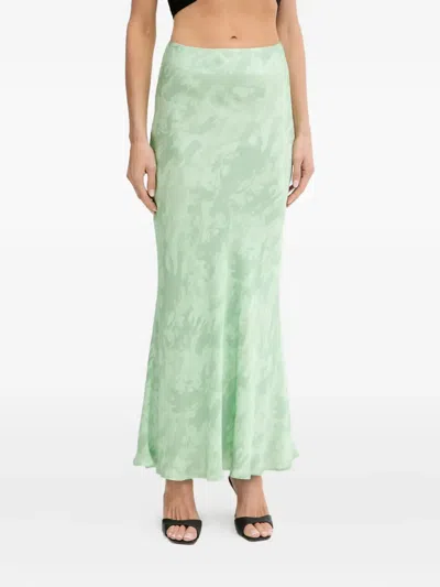 Pinko Printed Bias-cut Midi Skirt In Green