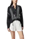 Pinko Bandana Print Button-down Shirt With Adjustable Hem In Black/lime