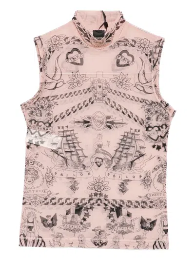 PINKO PRINTED HIGH-NECK TOP