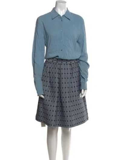 Pre-owned Pinko Printed Knee-length Dress In Blue