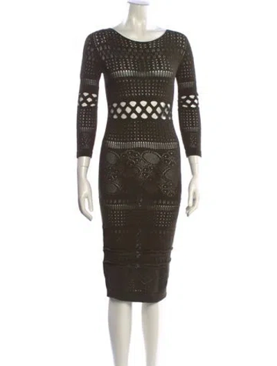 Pre-owned Pinko Printed Knee-length Dress In Green