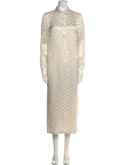Pre-owned Pinko Printed Long Dress In Neutral