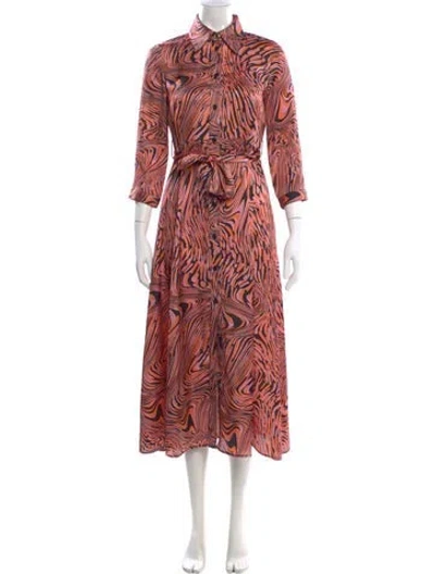 Pre-owned Pinko Printed Long Dress In Pink