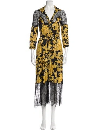 Pre-owned Pinko Printed Long Dress W/ Tags In Blue